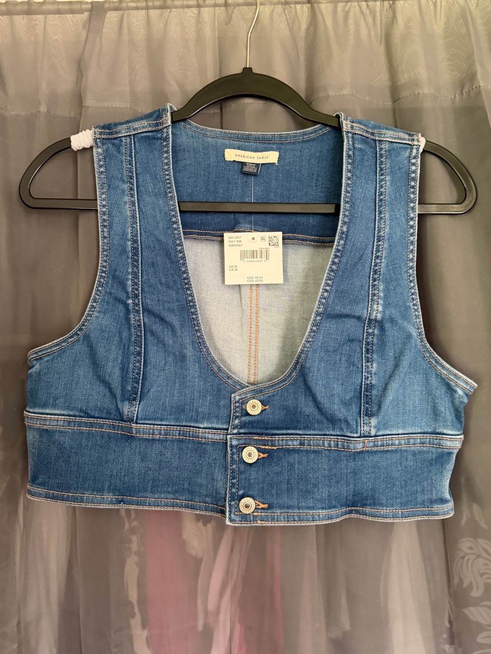 American Eagle Outfitters Blue Denim Crop Vest